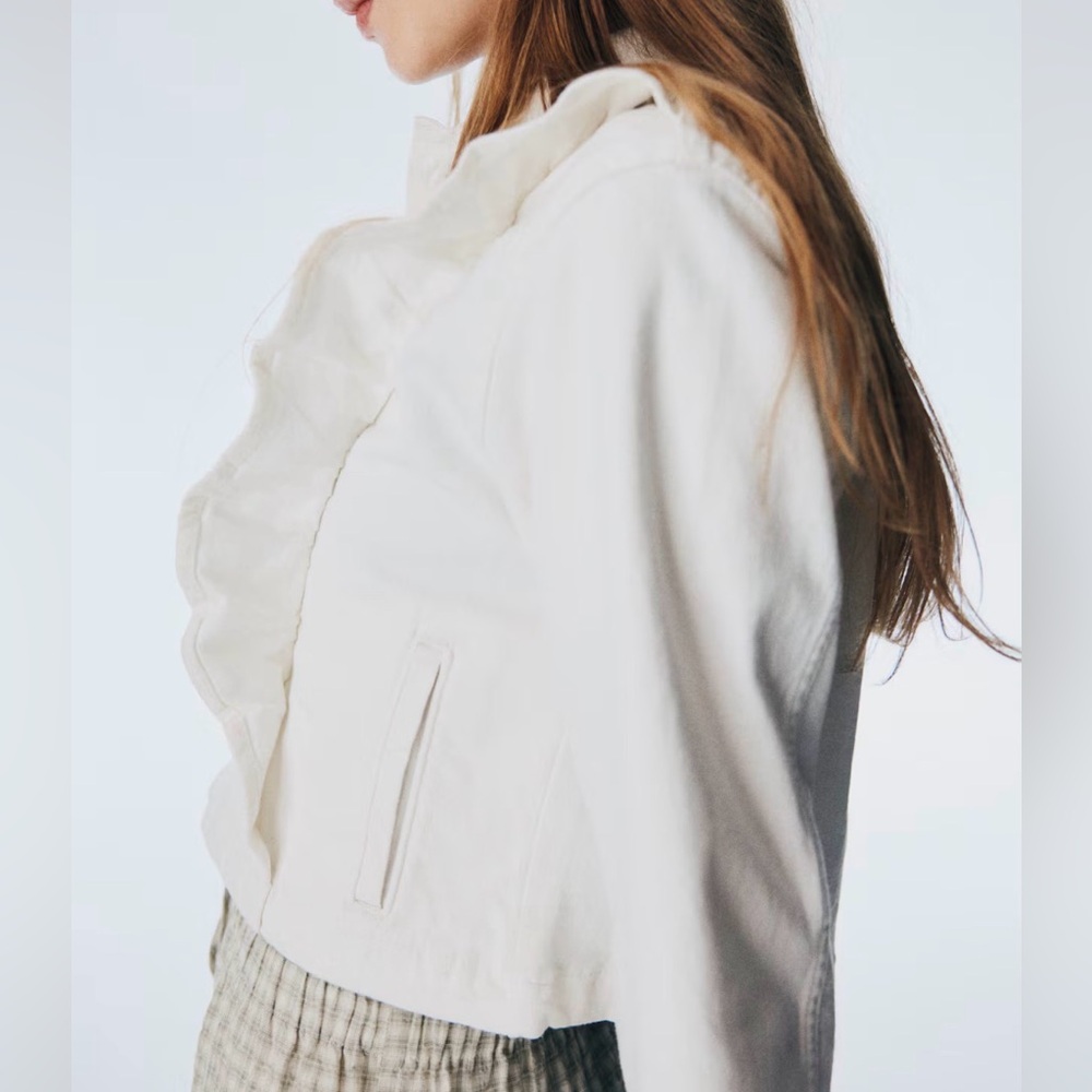 H&M White Ruffle Jean Jacket - Picture 4 of 6